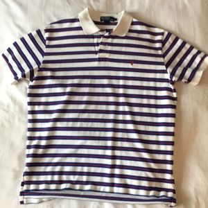 Men’s Polo Ralph Lauren Blue/White Stripe Polo L